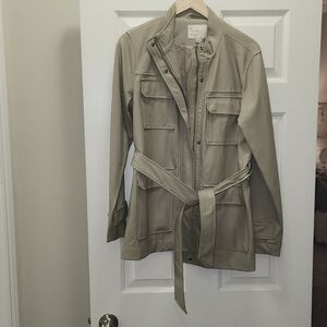 Beige faux leather utility jacket